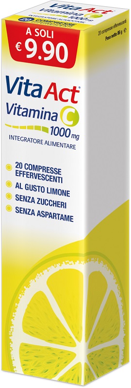 VITA ACT VITAMINA C 1000MG 20 COMPRESSE EFFERVESCENTI LIMONE - Farmacia De Pasquale
