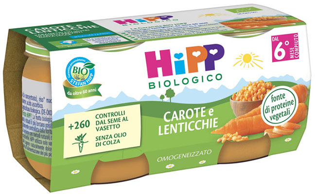 HIPP BIO OMOGENEIZZATO CAROTE/LENTICCHIE 2X80 G - Farmacia De Pasquale