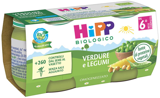 HIPP BIO OMOGENEIZZATO VERDURE/LEGUMI 2X80 G - Farmacia De Pasquale