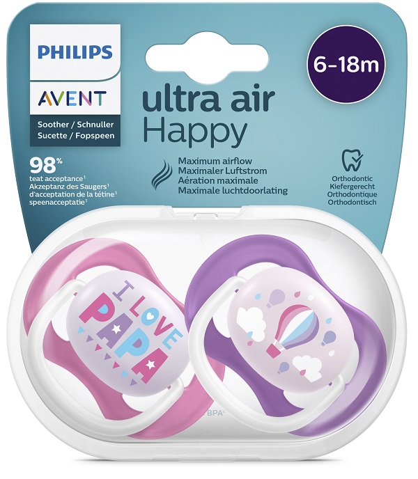 AVENT ULTRA AIR TETTARELLA ORTODONTICA PAPA/BALLOON 0/6 MESI 2 PEZZI - Farmacia De Pasquale