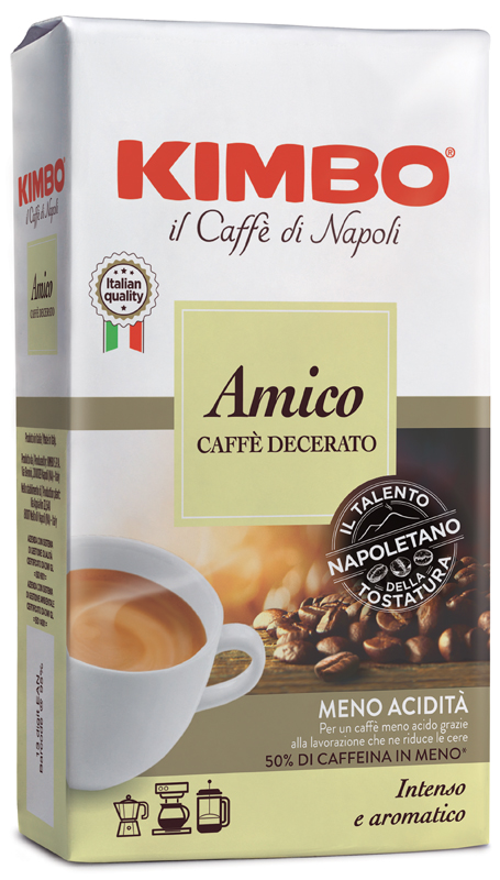 KIMBO AMICO CAFFE' TORREFATTO DECERATO E MACERATO 225 G - Farmacia De Pasquale