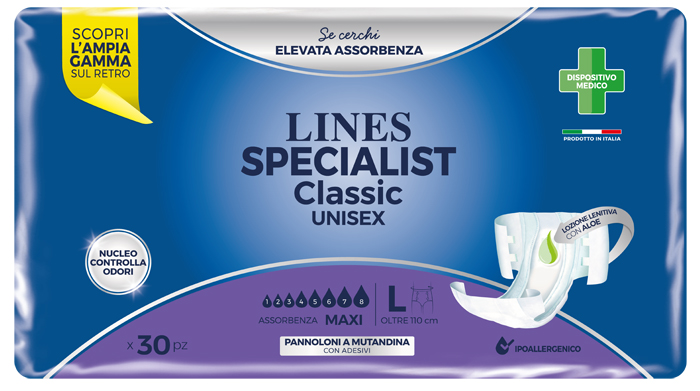 LINES SPECIALIST CLASSIC PANNOLONE MUTANDA MAXI LARGE 30 PEZZI - Farmacia De Pasquale