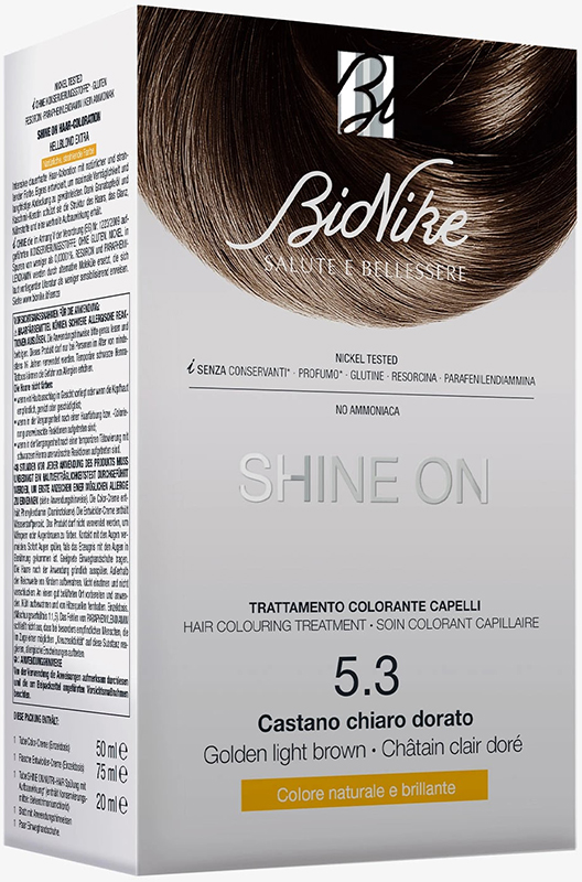 SHINE ON CASTANO CHIARO DORATO 5,3 FLACONE 75 ML + TUBO 50 ML - Farmacia De Pasquale