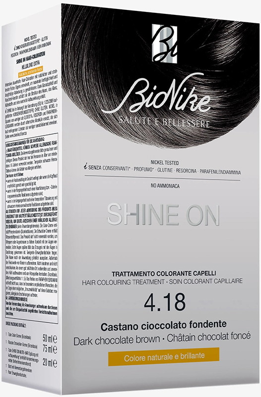 SHINE ON CASTANO CIOCCOLATO FONDENTE 4,18 FLACONE 75 ML + TUBO 50 ML - Farmacia De Pasquale