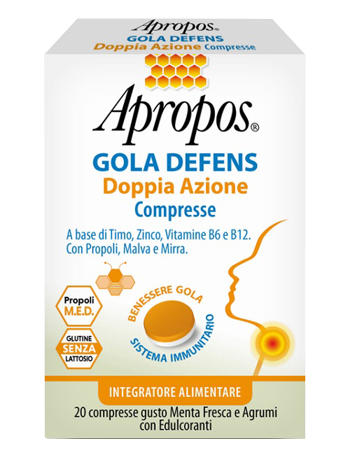 APROPOS GOLA DEFENS DOPPIA AZIONE 20 COMPRESSE - Farmacia De Pasquale