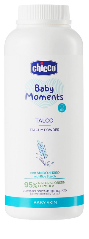 CHICCO BABY MOMENTS TALCO IN POLVERE CON AMIDO DI RISO 150 G - Farmacia De Pasquale