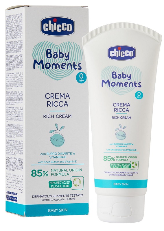 CHICCO BABY MOMENTS CREMA RICCA CON BURRO DI KARITE' E VITAMINA E 100 ML - Farmacia De Pasquale