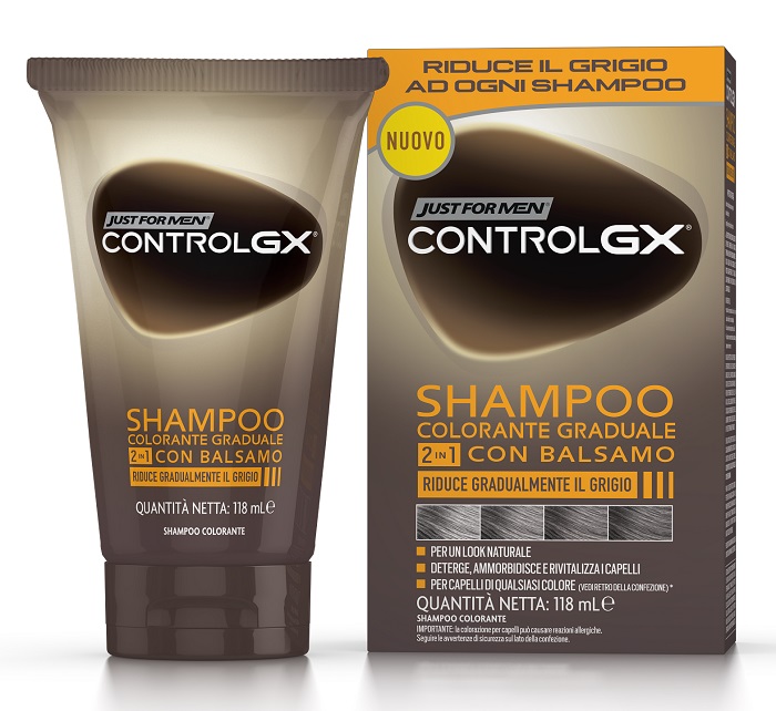 JUST FOR MEN CONTROL GX SHAMPOO COLORANTE GRADUALE 2 IN 1 CON BALSAMO 150 ML - Farmacia De Pasquale
