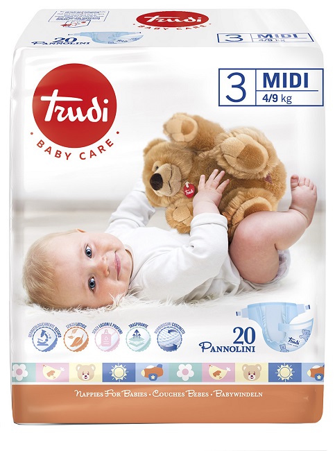 TRUDI BABY CARE PANNOLINO BAMBINI MIDI 4/9 KG 20 PEZZI - Farmacia De Pasquale