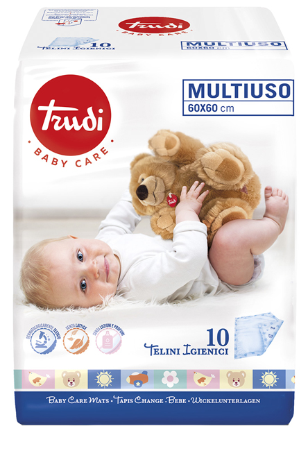 TRUDI BABY CARE TELINI MULTIUSO 60X60 CM 10 PEZZI - Farmacia De Pasquale