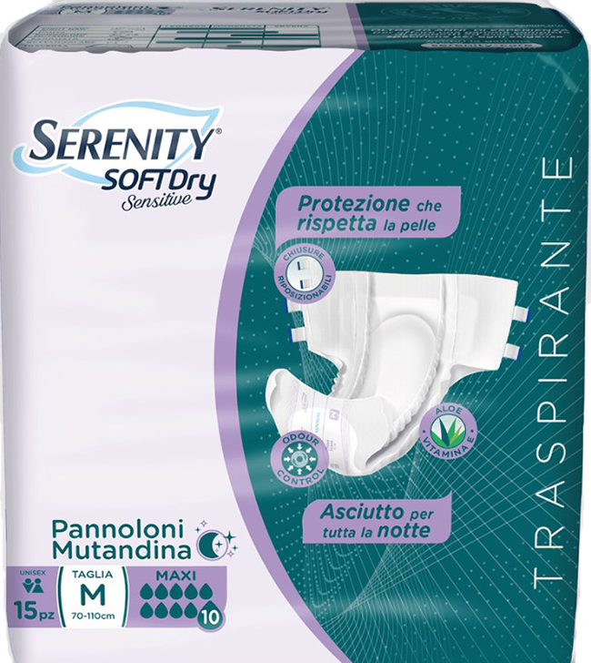 PANNOLONE MUTANDINA SERENITY SD SENSITIVE MAXI M 15 PEZZI - Farmacia De Pasquale
