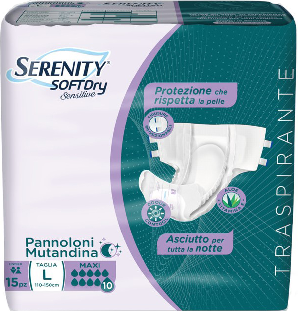 PANNOLONE MUTANDINA SERENITY SD SENSITIVE MAXI L 15 PEZZI - Farmacia De Pasquale
