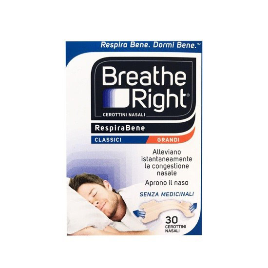 CEROTTI NASALI BREATHE RIGHT CLASSICI GRANDI 30 PEZZI - Farmacia De Pasquale