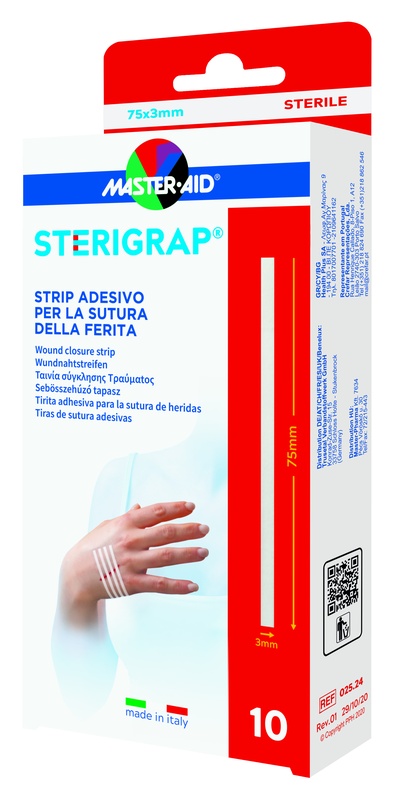 MASTER-AID STERIGRAP STRIP ADESIVO SUTURA FERITE 75X3 MM 10 PEZZI - Farmacia De Pasquale