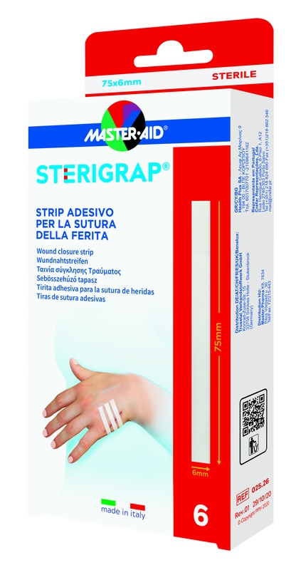 MASTER-AID STERIGRAP STRIP ADESIVO SUTURA FERITE 75X6 MM 6 PEZZI - Farmacia De Pasquale