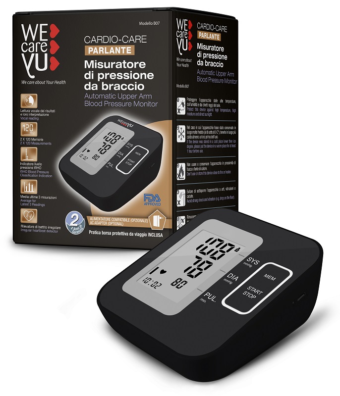MISURATORE DI PRESSIONE DA BRACCIO PARLANTE WECAREYU CARDIO CARE - Farmacia De Pasquale