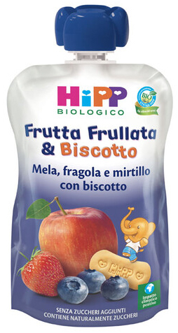 HIPP BIO FRUTTA FRULL&BISCOTTO MELA FRAGOLA MIRTILLO BISCOTTO 90 G - Farmacia De Pasquale