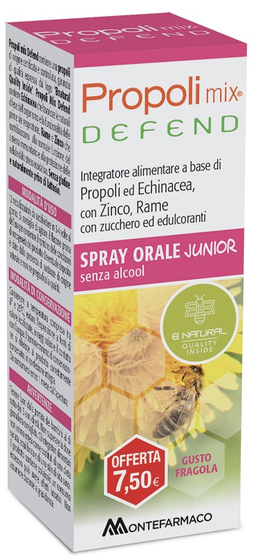 PROPOLI MIX DEFEND SPRAY ORALE JUNIOR ANALCOLICO 30 ML GUSTO FRAGOLA - Farmacia De Pasquale