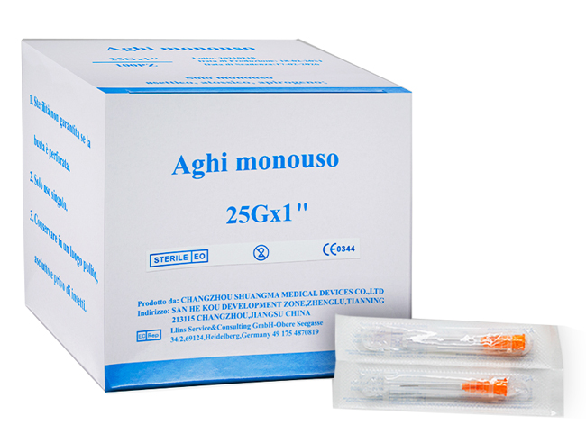 AGO IPODERMICO GAUGE 25 LUNGHEZZA 25 MM STERILE MONOUSO 100 PEZZI - Farmacia De Pasquale