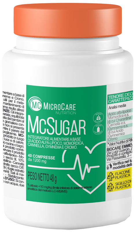 MICROCARE NUTRITION MC SUGAR 40 COMPRESSE DA 1200 MG - Farmacia De Pasquale
