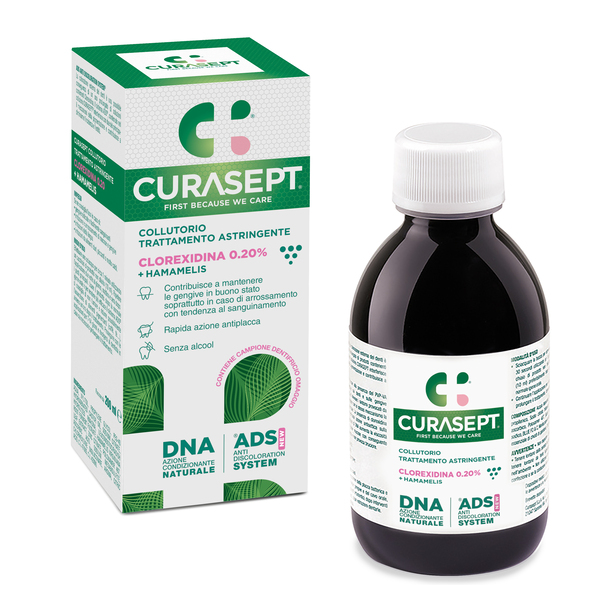 CURASEPT COLLUTORIO ADS DNA TRATTAMENTO ASTRINGENTE 200 ML + CAMPIONE OMAGGIO DENTIFRICIO ASTRINGENTE 6 ML - Farmacia De Pasquale