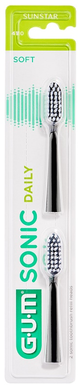 GUM SONIC DAILY SPAZZOLINO BATTERIA REFILL BLACK 2 PEZZI - Farmacia De Pasquale