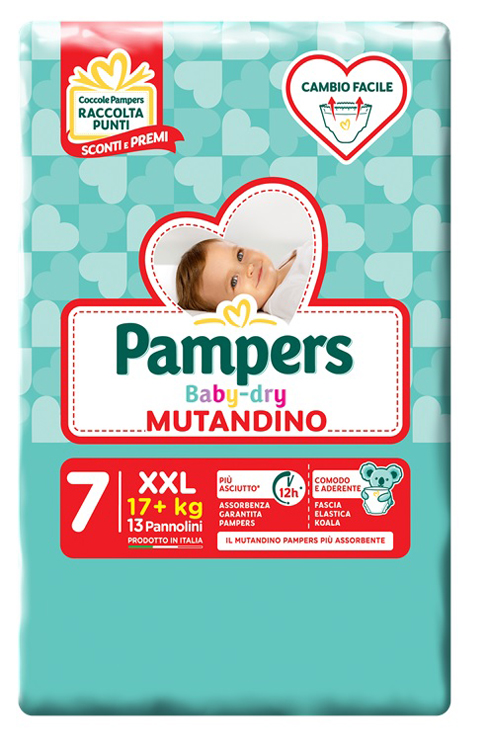 PANNOLINI MUTANDADINA PAMPERS BABYDRY XXL SMALL PACK 13 PEZZI - Farmacia De Pasquale