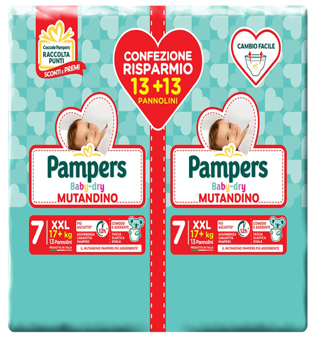 PAMPERS BABY DRY MUTANDINA DUO DOWNCOUNT XXL 26 PEZZI - Farmacia De Pasquale