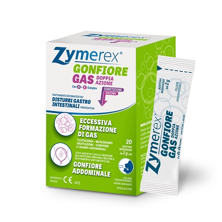 ZYMEREX GONFIORE GAS DOPPIA AZIONE CON S+E COMPLEX 20 BUSTINE MONODOSE DA 2 G - Farmacia De Pasquale