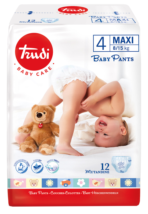TRUDI BABY CARE PANTS MAXI 8/15KG 12 PEZZI - Farmacia De Pasquale