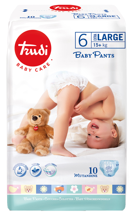 TRUDI BABY CARE PANTS EXTRALARGE 15 KG+ 10 PEZZI - Farmacia De Pasquale