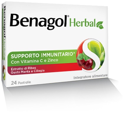 BENAGOL HERBAL MENTA E CILIEGIA 24 PASTIGLIE - Farmacia De Pasquale