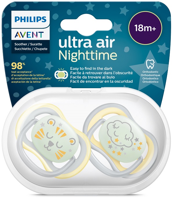 AVENT ULTRA AIR NIGHTTIME CIUCCIO ORTODONTICO 18 MESI+ 2 PEZZI - Farmacia De Pasquale