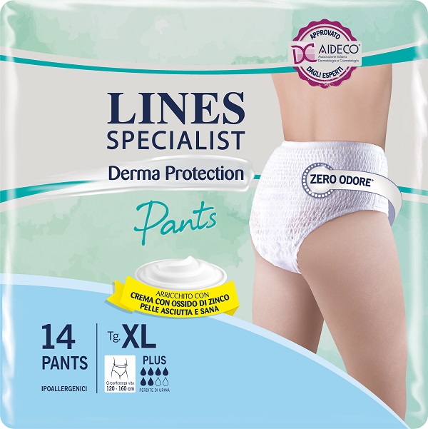 PANNOLONE PER INCONTINENZA LINES SPECIALIST DERMA PANTS PLUS XL 14 PEZZI - Farmacia De Pasquale