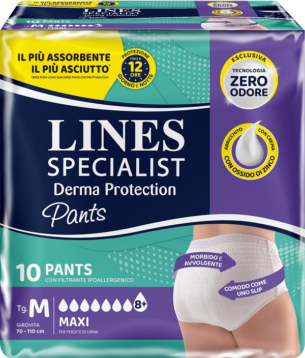 PANNOLONE PER INCONTINENZA LINES SPECIALIST DERMA PANTS MAXI M 10 PEZZI - Farmacia De Pasquale