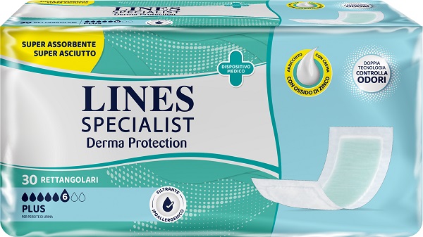 PANNOLONE PER INCONTINENZA LINES SPECIALIST DERMA RETTANGOLARE 30 PEZZI - Farmacia De Pasquale