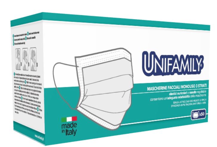 UNIFAMILY MASCHERINA CHIRURGICA TIPO II ROSSA 50 PEZZI - Farmacia De Pasquale