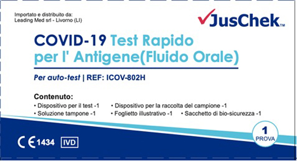 TEST ANTIGENICO RAPIDO COVID-19 JUSCHEK AUTODIAGNOSTICO DETERMINAZIONE QUALITATIVA ANTIGENI SARS-COV-2 IN CAMPIONI SALIVARI MEDIANTE IMMUNOCROMATOGRAFIA - Farmacia De Pasquale