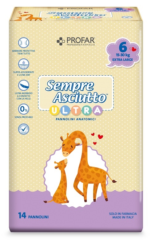 PANNOLINI PROFAR SEMPRE ASCIUTTO ULTRA EXTRA 15/30 KG 14 PEZZI - Farmacia De Pasquale