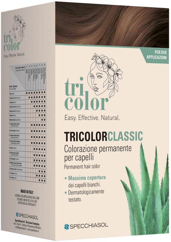 TRICOLOR CLASSIC 5 CASTANO CAFFE' 2 TUBI 50 ML + 2 SHAKER 50 ML + 4 BUSTINE 8 ML - Farmacia De Pasquale