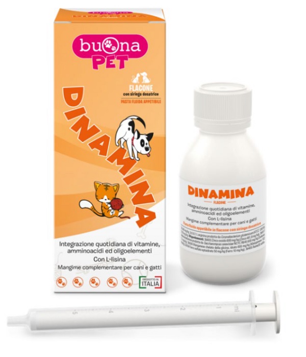 DINAMINA CANI GATTI FLACONE CON SIRINGA DOSATRICE IN PASTA 60 G BUONAPET - Farmacia De Pasquale