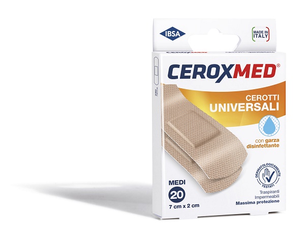 CEROTTI UNIVERSALI CEROXMED CON GARZA DISINFETTANTE MEDI 7X2CM 20 PEZZI - Farmacia De Pasquale
