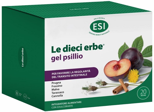 ESI LE DIECI ERBE GEL PSILLIO 20 BUSTINE 5,6 G SENZA GLUTINE CON EDULCORANTE - Farmacia De Pasquale