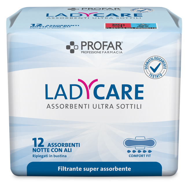 LADYCARE ASSORBENTI NOTTE CON ALI 12 PEZZI PROFAR - Farmacia De Pasquale