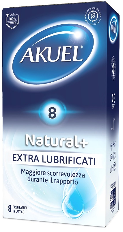 PROFILATTICO AKUEL NATURAL+ EXTRALUBRIFICATO 8 PEZZI - Farmacia De Pasquale