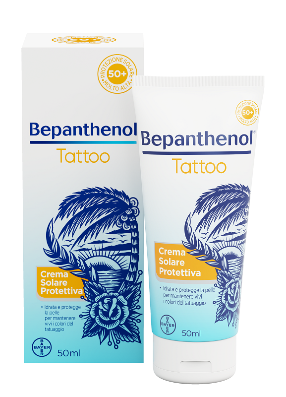 BEPANTHENOL TATTOO CREMA SOLARE PROTETTIVA SPF50+ 50 ML - Farmacia De Pasquale