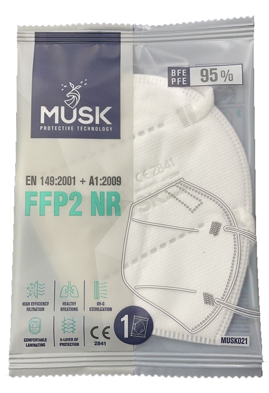 MUSK MASCHERINA FFP2 MUSK021 WHITE 10 PEZZI - Farmacia De Pasquale