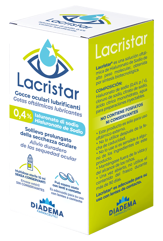 LACRISTAR GOCCE OCULARI LUBRIFICANTI 0,4% IALURONATO DI SODIO MULTIDOSE 10 ML - Farmacia De Pasquale