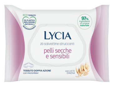 LYCIA SALVIETTINE STRUCCANTI PELLI SECCHE E SENSIBILI 20 PEZZI - Farmacia De Pasquale