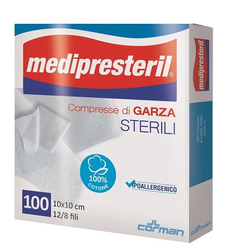 GARZA COMPRESSA MEDIPRESTERIL 12/8 FU 10X10CM 100 PEZZI - Farmacia De Pasquale